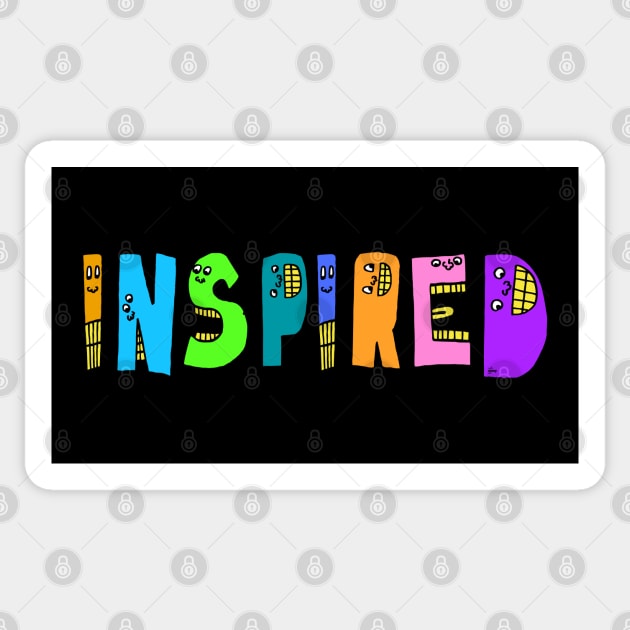 Cute Inspired Motivational Dancing Text Illustrated Letters, Blue, Green, Pink for all inspired people, who enjoy in Creativity and are on the way to change their life. Are you inspired for a Change? To Change yourself and make an Impact. Sticker by Olloway